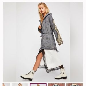 Free People Golden Quills Military Embellished Parka  RARE S